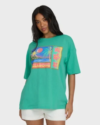 Summer Heat kortärmad T-shirt i stickat med tryck