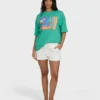 Summer Heat kortärmad T-shirt i stickat med tryck