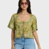 Totally Tropic kortärmad vävd topp Totally Tropic kortärmad vävd topp