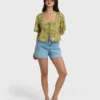 Totally Tropic kortärmad vävd topp Totally Tropic kortärmad vävd topp